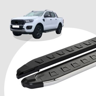 Trittbretter passend für Ford Ranger ab 2015 (Model: NEWS, Farbe: Silber) mit ABE