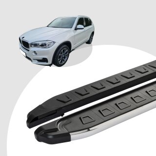 Trittbretter passend für BMW X5 ab 02/2006-06/2013 (Model: NEWS, Farbe: Silber) mit ABE