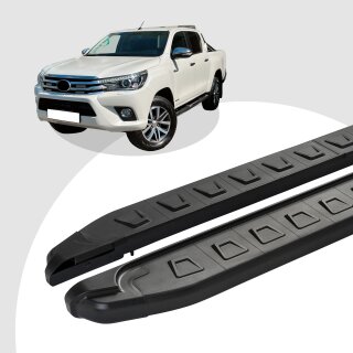 Trittbretter passend für Toyota Hilux Revo ab 05/2015 (Model: NEWS, Farbe: Schwarz) mit ABE