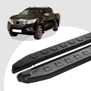 Trittbretter passend für Nissan Navara ab 07/2014 (Model: NEWS, Farbe: Schwarz) mit ABE