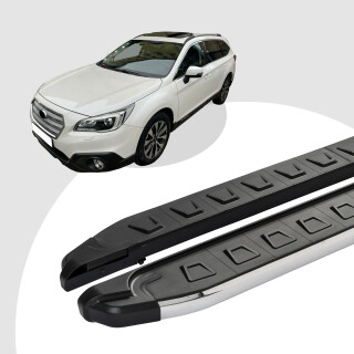 Trittbretter passend für Subaru Outback ab 10/2014 (Model: NEWS, Farbe: Silber)