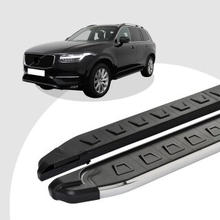 Trittbretter passend für Volvo XC90 ab 09/2014 (Model: NEWS, Farbe: Silber) mit ABE