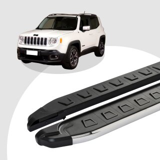 Trittbretter passend für Jeep Renegade ab 07/2014 (Model: NEWS, Farbe: Silber) mit ABE