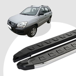 Trittbretter passend für Kia Sportage ab 09/2004-12/2010 (Model: NEWS, Farbe: Silber) mit ABE