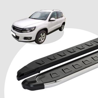 Trittbretter passend für VW Tiguan ab 09/2007-12/2016 (Model: NEWS, Farbe: Silber) mit ABE