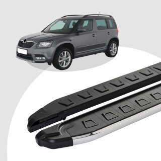 Trittbretter passend für Skoda Yeti ab 05/2009-12/2017 (Model: NEWS, Farbe: Silber) mit ABE