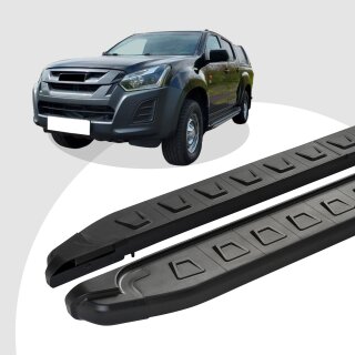 Trittbretter passend für Isuzu D-Max ab 2012 (Model: NEWS, Farbe: Schwarz)