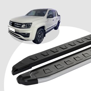 Trittbretter passend für VW Amarok ab 09/2010 (Model: NEWS, Farbe: Grau) mit ABE