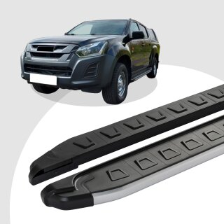 Trittbretter passend für Isuzu D-MAX ab 06/2012 (Model: NEWS, Farbe: Grau) mit ABE