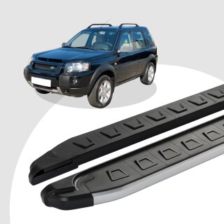 Trittbretter passend für Land Rover Freelander 02/1998-10/2006 (Model: NEWS, Farbe: Grau) ABE