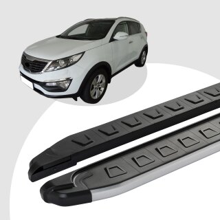 Trittbretter passend für Kia Sportage ab 09/2009-12/2015 (Model: NEWS, Farbe: Grau) mit ABE