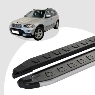 Trittbretter passend für BMW X5 ab 05/2000-02/2007 (Model: NEWS, Farbe: Grau) mit ABE