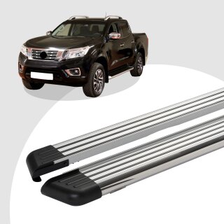 Trittbretter passend für Nissan Navara ab 07/2014 (Model: PEGA, Farbe: Silber) mit ABE