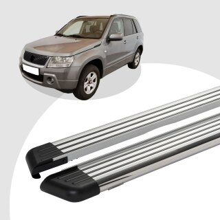 Trittbretter passend für Suzuki Grand Vitara ab 04/2005+ (Model: PEGA, Farbe: Silber) mit ABE