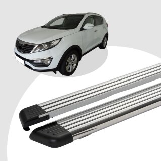 Trittbretter passend für Kia Sportage ab 09/2009-12/2015 (Model: PEGA, Farbe: Silber) mit ABE