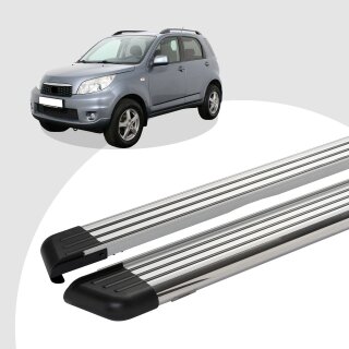 Trittbretter passend für Daihatsu Terios ab 11/2005-12/2017 (Model: PEGA, Farbe: Silber)