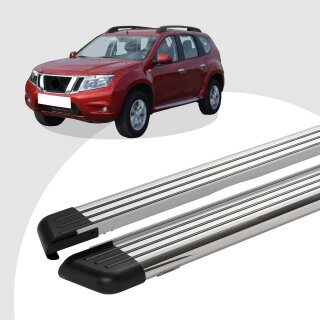 Trittbretter passend für Nissan Terrano 3 ab 04/2010-12/2017 (Model: PEGA, Farbe: Silber) ABE