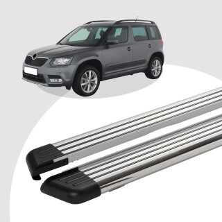 Trittbretter passend für Skoda Yeti ab 05/2009-12/2017 (Model: PEGA, Farbe: Silber) mit ABE