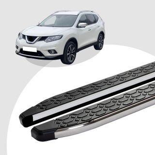 Trittbretter passend für Nissan X Trail 2014-2022 (Model: LAVA, Farbe: Silber) mit ABE