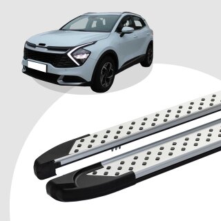 Trittbretter passend für Kia Sportage ab 2021 (Model: ALMO, Farbe: Silber) mit ABE