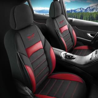 Sitzbezüge passend für für VW T4 T5 T6 (Schwarz-Rot)