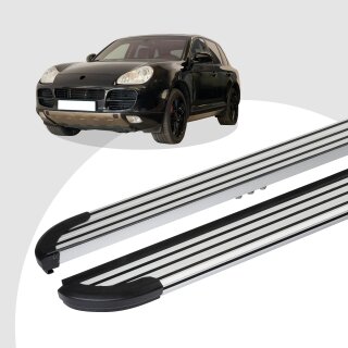 Trittbretter passend für Porsche Cayenne 10/2002-05/2010 (Model: LINX, Farbe: Silber) mit ABE