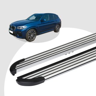 Trittbretter passend für BMW X3 ab 09/2010-12/2017 (Model: LINX, Farbe: Silber) mit ABE