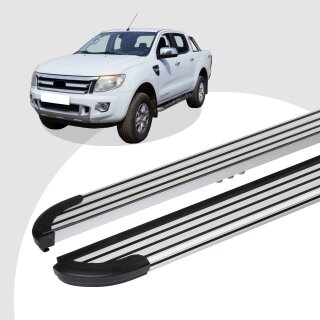 Trittbretter passend für Ford Ranger ab 01/2005-07/2012 (Model: LINX, Farbe: Silber) mit ABE