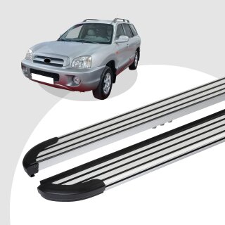 Trittbretter passend für Hyundai Santa Fe ab 11/2000-03/2006 (Model: LINX, Farbe: Silber) ABE