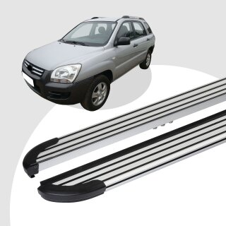 Trittbretter passend für Kia Sportage ab 09/2004-12/2010 (Model: LINX, Farbe: Silber) mit ABE