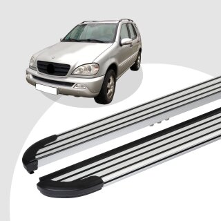 Trittbretter passend für Mercedes ML W163 ab 02/1998-06/2005 (Model: LINX, Farbe: Silber) ABE