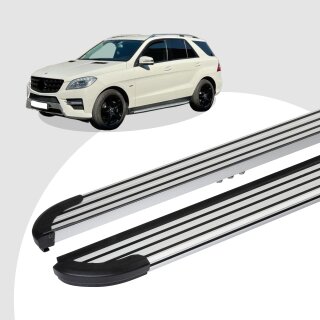 Trittbretter passend für Mercedes ML W166 ab 06/2011-02/2015 (Model: LINX, Farbe: Silber) ABE