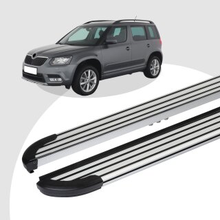 Trittbretter passend für Skoda Yeti ab 05/2009-12/2017 (Model: LINX, Farbe: Silber) mit ABE