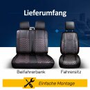 Sitzbez&uuml;ge passend f&uuml;r VW T5 T6 T6.1 (2+1 Sitzbank in Schwarz-Rot)