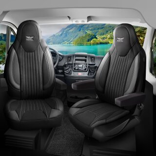 Sitzbezüge passend für PLA Wohnmobil (Schwarz-Grau) Pilot 6.1