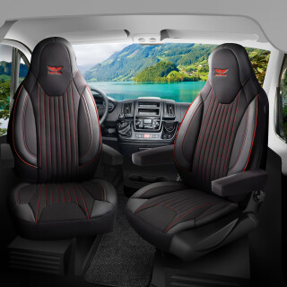 Sitzbezüge passend für WSR Wohnmobil (Schwarz-Rot) Pilot 6.2