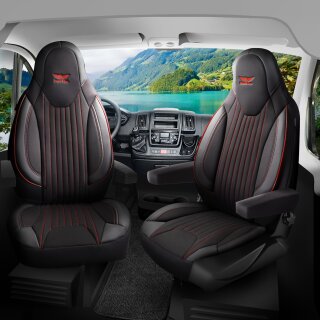 Sitzbezüge passend für PLA Wohnmobil (Schwarz-Rot) Pilot 6.2