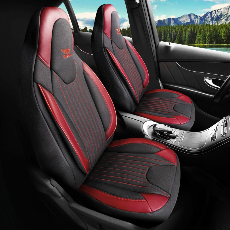 Sitzbezüge passend für Audi A6 in Schwarz-Rot Pilot 4.2
