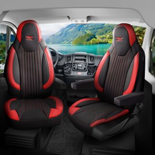 Sitzbezüge passend für PLA Wohnmobil (Schwarz-Rot) Pilot 6.12