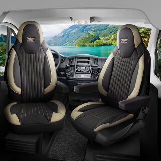 Sitzbezüge passend für ADRIA Wohnmobil (Schwarz-Beige) Pilot 6.13