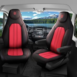 Sitzbezüge passend für Challenger Wohnmobil (Schwarz-Rot) Pilot 7.12