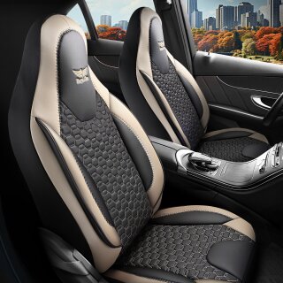 Sitzbezüge (Pilot) passend für Peugeot 307 (Schwarz Beige) 8.13