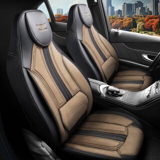 Sitzbezüge (Pilot) passend für Audi Q7 (Schwarz Beige) 9.13