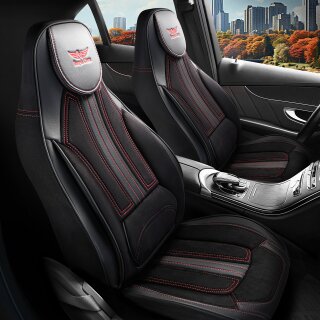 Sitzbezüge passend für Concorde Wohnmobil (Schwarz-Rot) Pilot 9.1
