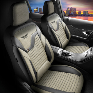 Sitzbezüge passend für für Ford KA (Beige-Schwarz)