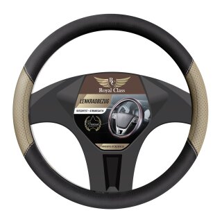 Lenkradbezug aus Kunstleder Universal für 37-39cm durchmesser, Beige-Schwarz