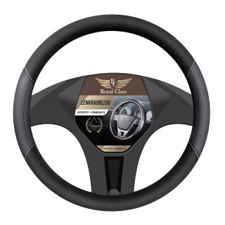 Lenkradbezug aus Kunstleder Universal für 37-39cm durchmesser, Grau-Schwarz