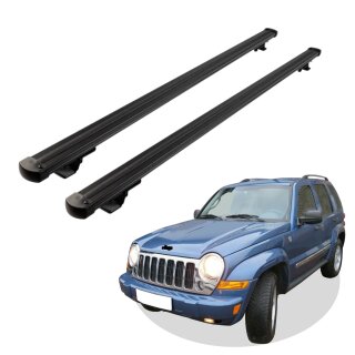 Grundträger Dachträger für JEEP LIBERTY ab Baujahr 2005-2008 V1 Schwarz