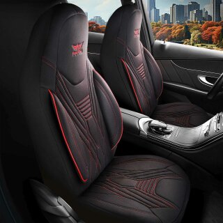 Sitzbezüge (Pilot) passend für Peugeot Expert in Schwarz-Rot 850P002