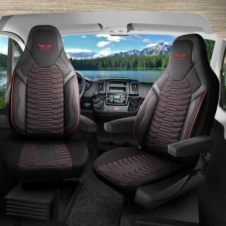 Sitzbezüge passend für ADRIA Wohnmobil (Schwarz-Rot) 1053P002